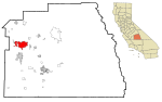 Tulare County California Incorporated and Unincorporated areas Visalia Highlighted